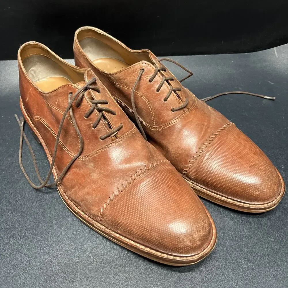Joseph Abboud Shoes Mens 11 D Brown Leather Upper Thornton Plain Toe Oxford